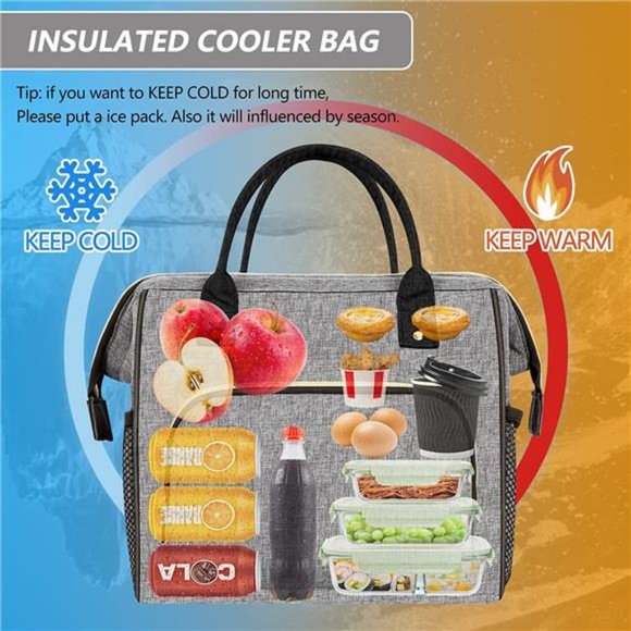 Lunch Box for Men, Insulated Lunch Bag, Large Lunch Tote bags, Leak Proof Lunch - Picture 3 of 6